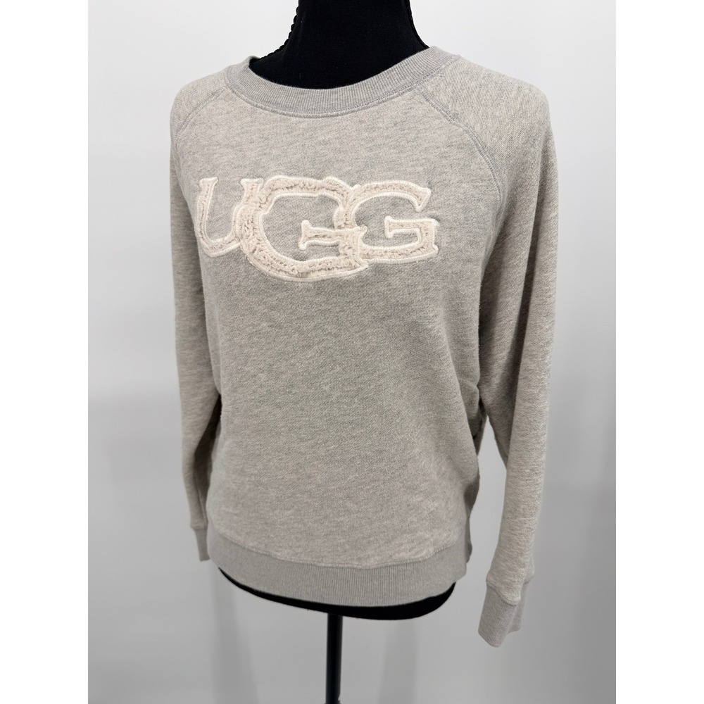 UGG Sweatshirt Womens Small Grey Good Raglan Chenille Logo 1097129